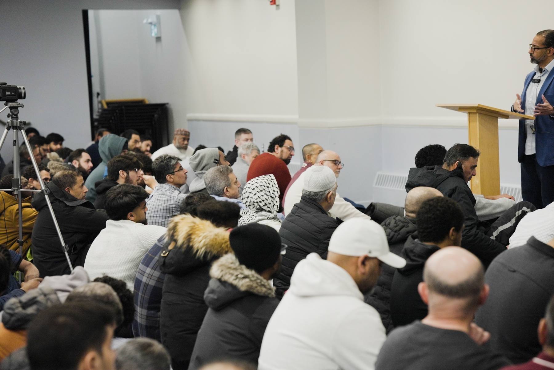 Rented hall packed for Friday prayer